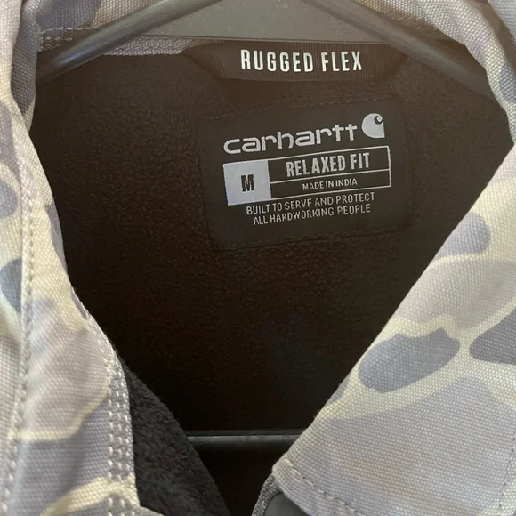 Carhartt RUGGED FLEX® RELAXED FIT CANVAS FLEECE-LINED SHIRT JACKET - Picture 4 of 6